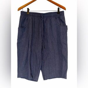 Casual Navy Blue Drawstring Bermudas Shorts